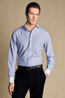 Charles Tyrwhitt Blue Winchester Guard Stripe Non-iron Poplin CA Shirt (N18839) | kr779
