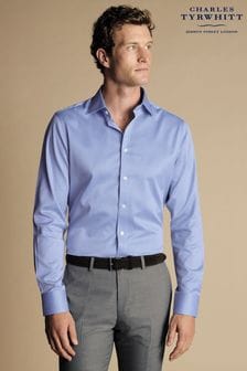 Charles Tyrwhitt Blue Egyptian Cotton Windsor Weave Slim Fit Shirt (N18852) | kr909