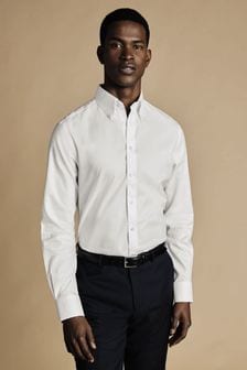 Charles Tyrwhitt White Non-iron Button-Down Twill Slim Fit Shirt (N18856) | SGD 126