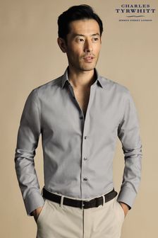 Grau - Charles Tyrwhitt Bügelfreies Twill-Hemd in Slim Fit mit bedrucktem Besatz (N18859) | 101 €