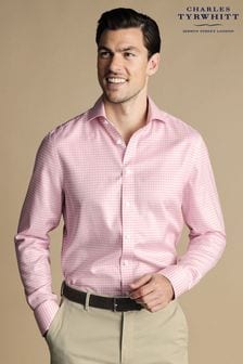 Charles Tyrwhitt Pink Gingham Non-iron Twill Cutaway Slim Fit Shirt (N18865) | 414 SAR