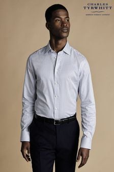 Niebieski - Charles Tyrwhitt Stripe Egyptian Cotton Slim Fit Shirt (N18886) | 440 zł