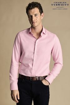 Charles Tyrwhitt Pink Oval Non-iron Stretch Texture Slim Fit Shirt (N18887) | $154