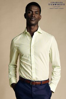 Charles Tyrwhitt Yellow Check Non-iron Poplin CA Slim Fit Shirt (N18894) | $95