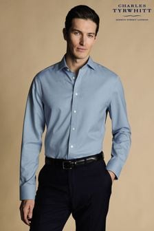 Charles Tyrwhitt Blue Non-iron Twill Cutaway Slim Fit Shirt (N18906) | kr844