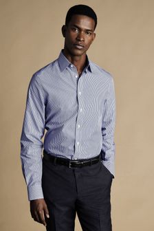 Charles Tyrwhitt Blue Non-iron Bengal Stripe Slim Fit Shirt (N18911) | $95