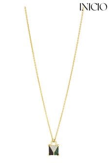 Inicio Gold Malaquite Padlock Pendant Necklace (N18915) | €40