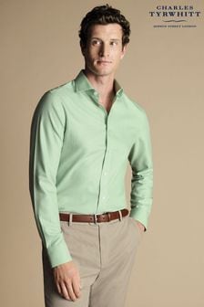 Charles Tyrwhitt Green Non-iron Mayfair Weave Cutaway Slim Fit Shirt (N18964) | €99
