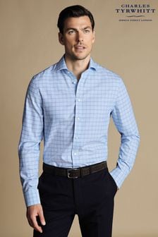 Light blue - Charles Tyrwhitt Non-iron Mayfair Weave Cutaway Slim Fit Shirt (N18967) | kr1 280
