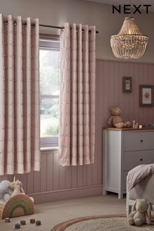 Pink Bobble Pom Eyelet Blackout Curtains (N20006) | SGD 79 - SGD 129