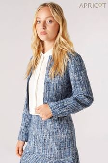 Apricot Blue Textured Tweed Collarless Blazer (N20178) | MYR 354