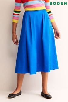 Boden Blue Petite Isabella Cotton Sateen Skirt (N20219) | SGD 165