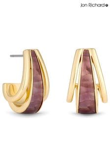 Jon Richard Gold Tone Triple Row Polished And Shell Stud Earrings (N20406) | 159 SAR