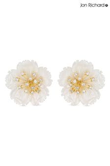 Jon Richard Gold Mother Of Pearl And Cubic Zirconia Flower Stud Earrings (N20419) | 191 SAR
