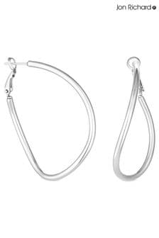 Jon Richard Silver Tone Large Stainless Steel Twist Hoop Earrings (N20422) | KRW42,700