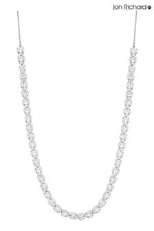 Jon Richard Silver Cubic Zirconia Oval And Navette Allway Necklace (N20426) | LEI 358