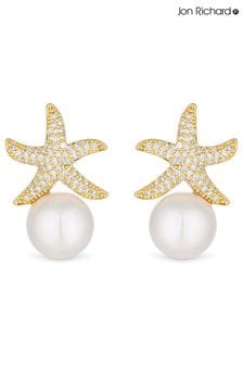 Jon Richard Gold Tone Cubic Zirconia Starfish Pearl Drop Stud Earrings (N20442) | 159 SAR