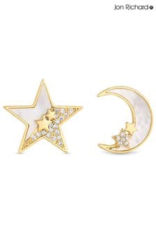 Jon Richard Gold Tone Cubic Zirconia And Mother Of Pearl Celestial Mis Match Stud Earrings (N20500) | 124 QAR