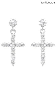 Jon Richard Silver Tone Cubic Zirconia Cross Charm Earrings (N20537) | TRY 748