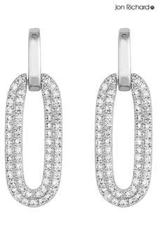 Jon Richard Silver Tone Polished And Pave Link Drop Earrings (N20541) | AED139