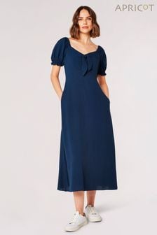 藍色 - Apricot Milkmaid領帶裝飾中長洋裝 (N20651) | NT$1,730