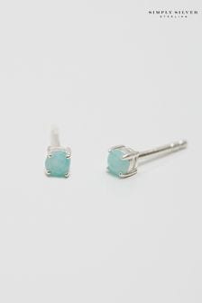 Simply Silver Blue Tone Amazonite Stud Earrings (N20681) | SGD 35