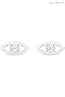 Simply Silver mini neviseči uhani z motivom očesa  (N20686) | €17