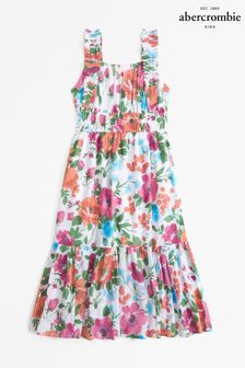 Floral Frill Sleeve Tiered Maxi Dress