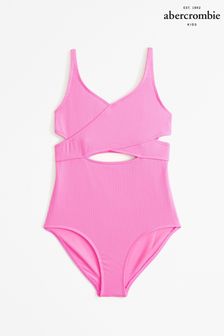 Abercrombie & Fitch Pink Ribbed Cut Out Swimsuit