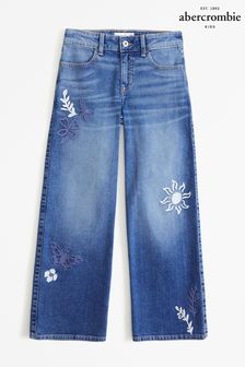 Abercrombie & Fitch Blue Floral Wide Leg Jeans