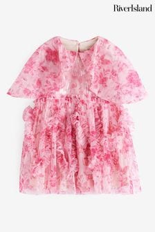River Island Pink Girls Floral Dress (N20766) | AED198