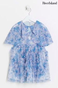 River Island Blue Girls Floral Tierred Dress (N20767) | €55