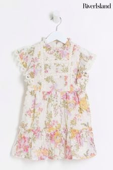 Розовый - Шифоновое платье для девочек с цветочным принтом River Island (N20770) | €28
