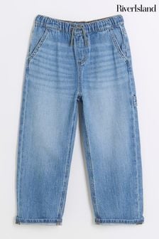 River Island Blue Medium Boys Wash Pull On Baggy Jeans (N20794) | €32 - €39