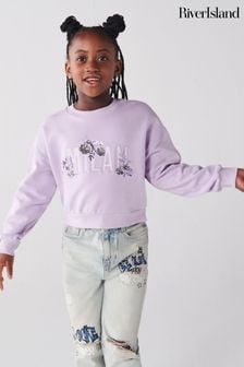 River Island Purple Girls Satin Milan Tonal Sweater (N20798) | €11