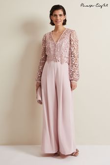 Phase Eight Pink Mariposa Pale Pink Lace Jumpsuit (N20825) | ₪ 1,001