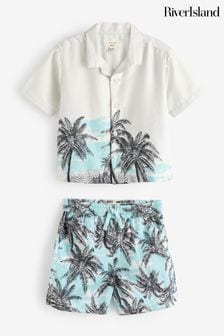 River Island Cream Boys Palm Print Pyjama Set (N20830) | KRW53,400