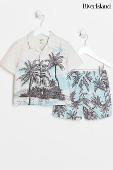 River Island Boys Palm Print Pyjama Set