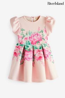 River Island Pink Girls Printed Scuba Dress (N20835) | €29