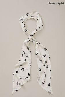Phase Eight White Bow Print Skinny Scarf (N20843) | AED194