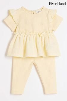 River Island Yellow Baby Girls Peplum Set (N20891) | 99 QAR