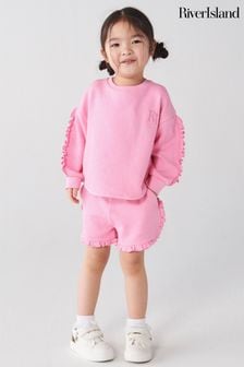 River Island Pink Mini Girls Waffle Short Set (N20910) | 89 QAR