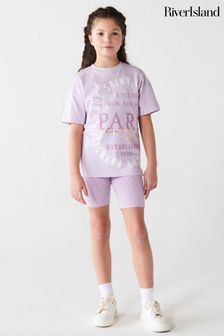 紫色 - River Island女童珊瑚色Paris圖形套裝 (N20918) | NT$750 - NT$1,030