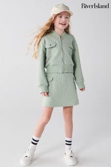 River Island Green Girls Quilted Bomber Skirt Set (N20919) | AED85