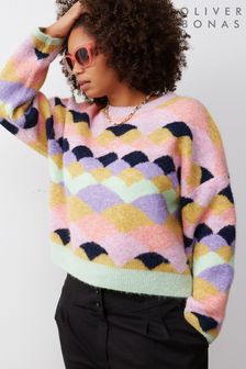 Suéter multicolor de punto con patrón festoneado de Oliver Bonas (N20940) | 85 €