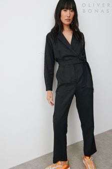 Oliver Bonas Wrap Wide Leg Black Jumpsuit (N20956) | €57