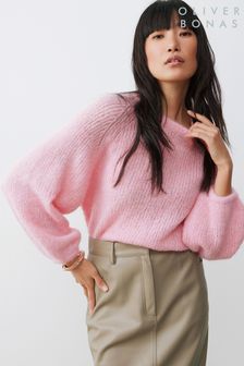 Oliver Bonas Pink Fluffy Knitted Jumper (N20957) | AED166