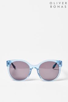 Oliver Bonas Blue Faux Tortoiseshell Round Acetate Sunglasses (N20970) | ₪ 277