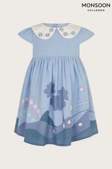 Monsoon Blue Baby Appliqué Chambray Dress (N21009) | €45 - €50