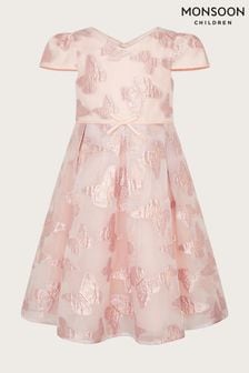 Monsoon Pink Louisa Butterfly Jacquard Dress (N21033) | €77 - €89